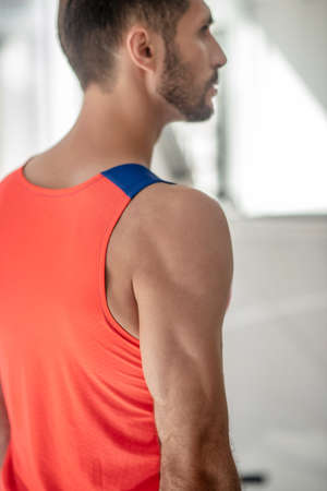 Muscles. Close up picture of a fit sporty man with good muscles