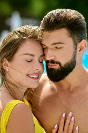 A happy couple feeling happy and in love