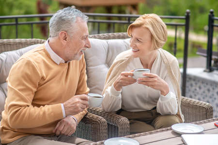 Married mature Caucasian couple enjoying each others companyの写真素材