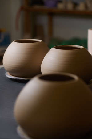 Picture of pottery of different shapesの写真素材