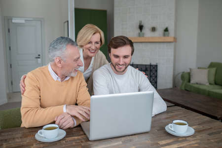 Family spending time together and feeling happy