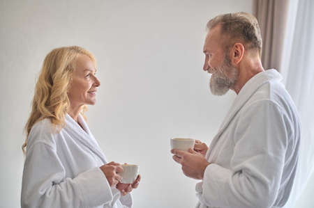 A man and a woman feeling relaxed and happy togetherの写真素材
