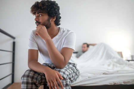 Dejected young male suffering from the break-upの写真素材