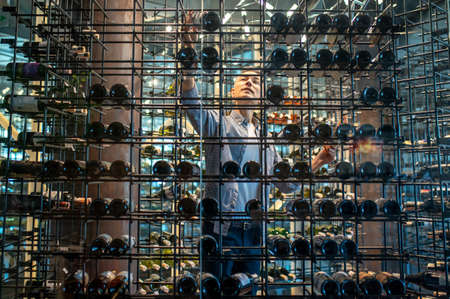 A wine store owner making a revision and looking busy