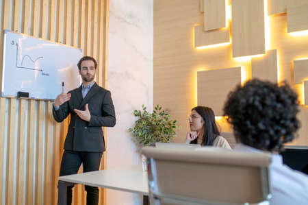 Supervisor talking to the personnel during the presentation