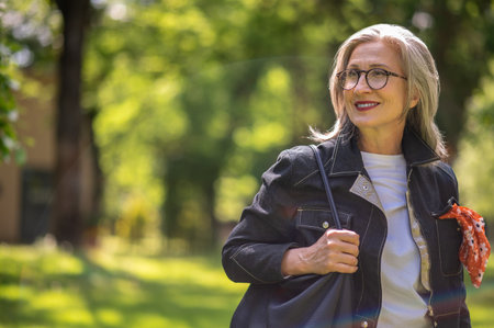 Happy stylish woman smiling and looking confident