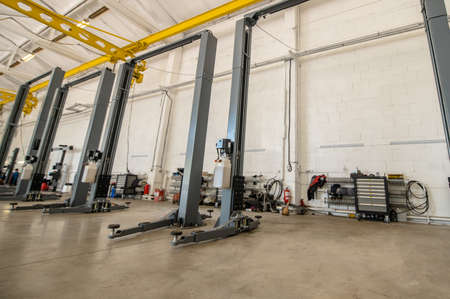 Premises with devices in car workshopの写真素材