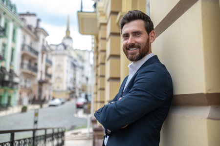 Elegant businessman in the city street