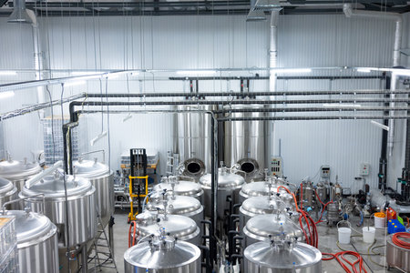 Metal equipment ina private beer brewery