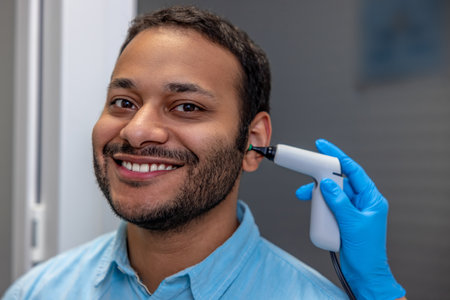 Ent doctor working with the patient at the clinicの写真素材