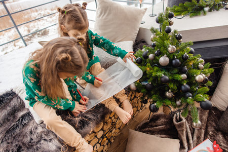 Kids writing a letter to santa clausの写真素材