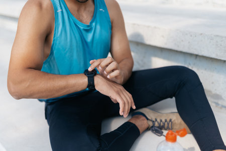 Close up picture of a sportsman resting after workout