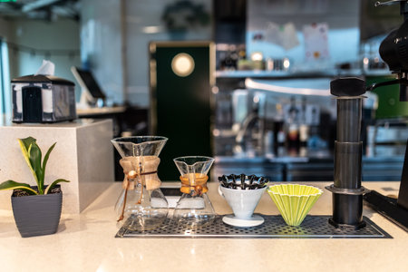 Picture of a modern coffee shop with nice furniture