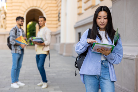 College student reading book preparing for university classes.