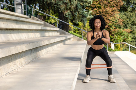 Woman exercising outdoors and looking concentrated and focused