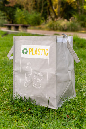 Bag for sorting paper garbage in park