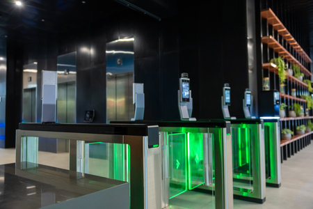 Picture of modern access security control in the business center