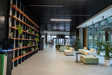 Interior of a big hall in the modern business center