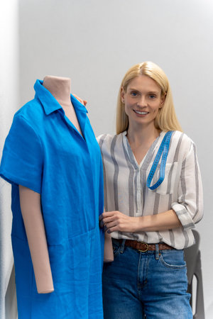Fashion designer working on a new collection in her studioの写真素材