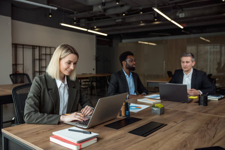 Group of business consultants working together in the officeの写真素材