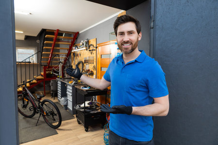 Mechanic inviting to workshop