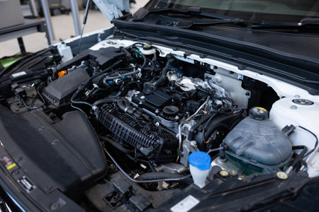 Engine with hood openの写真素材