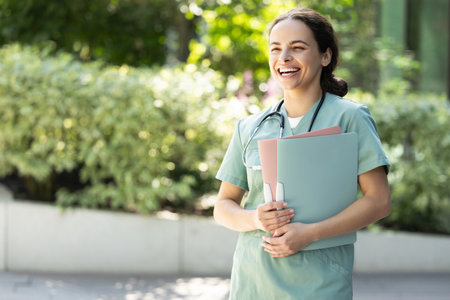 Happy smiling young female doctorの写真素材