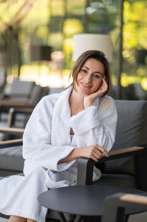 Pretty young woman feeling relaxed and pleased after sap proceduresの写真素材