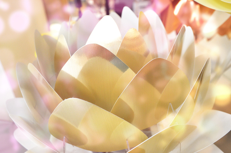 Table lamp in the form of a large iridescent flowerの写真素材