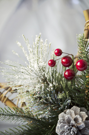Christmas composition with festive decorations. Christmas New Year festive background Christmas.の写真素材