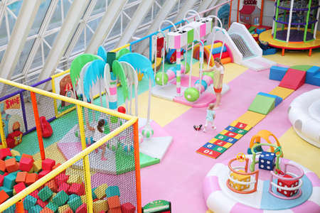 Colorful, modern, soft, children's Playground. Moscow. 30.07.2018