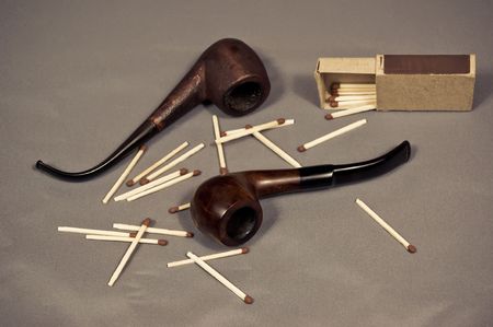 Tobacco pipes and matchesの写真素材