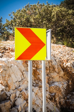 Traffic sign sharp turn in Croatia