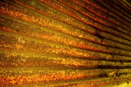 A rusty corrugated iron metal fence Zinc wallの写真素材