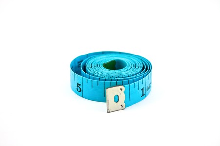 roll of measuring tape isolated on white backgroundの写真素材