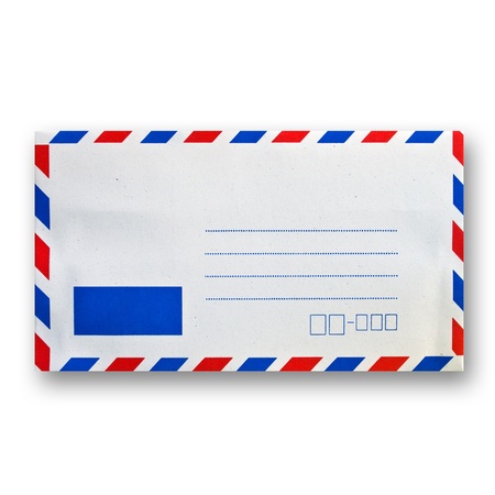 front side of envelope isolated on whiteの写真素材