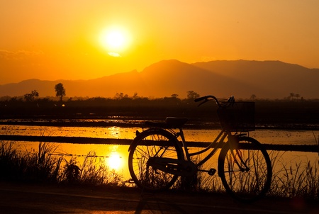 bicycle insunsetの写真素材