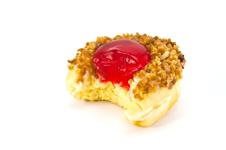 donut and peanut and strawberry jam toppingの写真素材