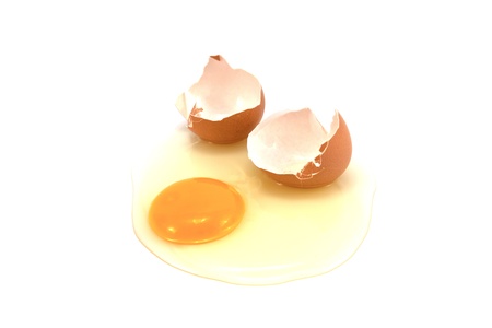 Broken egg isolated on white background.