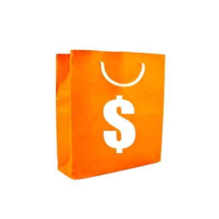 One orange shopping bag.keep the money, economy conceptの写真素材