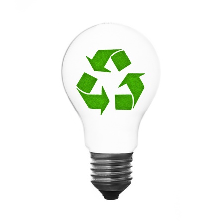 reusable lightbulb and sign, conservation conceptの写真素材