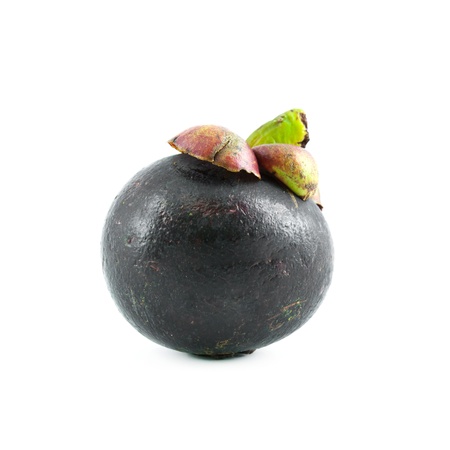 mangosteen, delicious fruit isolated on white backgroundの写真素材