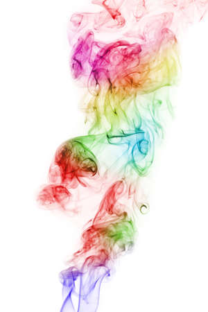 colored smoke isolated on white backgroundの写真素材