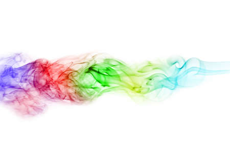 colored smoke isolated on white backgroundの写真素材