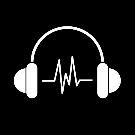 white headphone with rhythm symbol,のイラスト素材