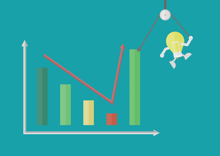 lightbulb pull a graph bar get up higher, business conceptのイラスト素材