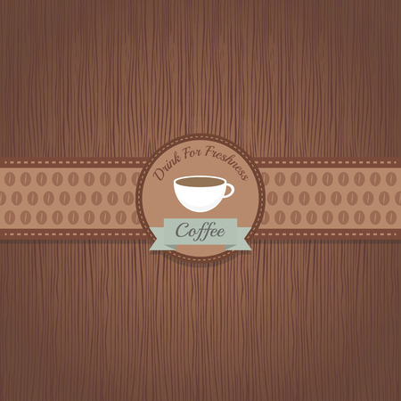classic coffee label on wood patternのイラスト素材
