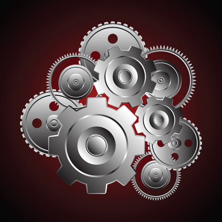 metal gear and coq, technology with gradient background, metallic silverのイラスト素材