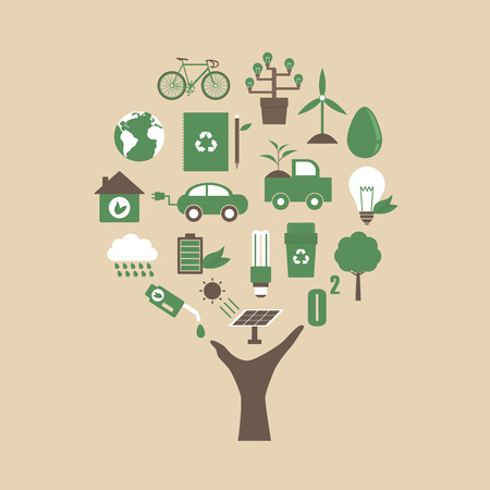hand with ecological icon, environment conceptのイラスト素材