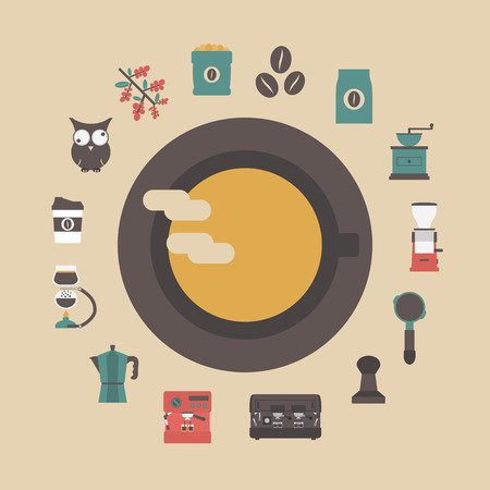 set of retro coffee icon, vintage and retro styleのイラスト素材